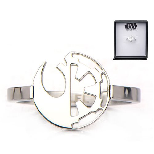 Star Wars Rogue One Rebel Alliance and Galactic Empire Symbol Cut Out Stainless Steel Ring